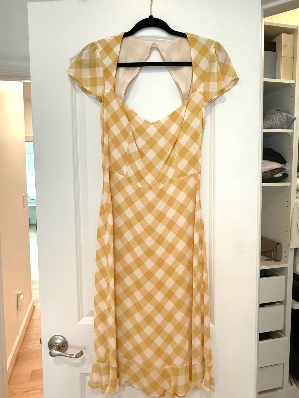Reformation Yellow Plaid Midi Dress
